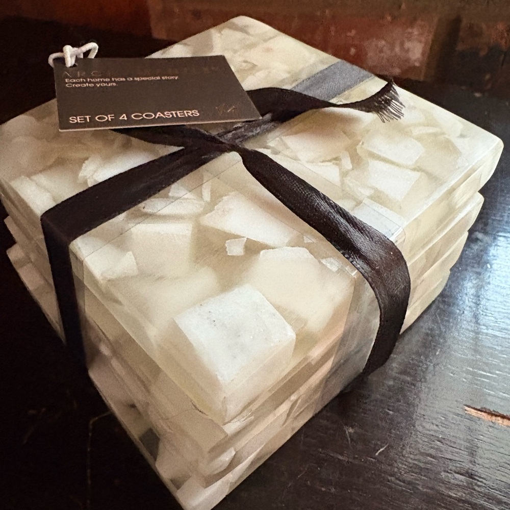 Chic White Coaster Set by Arch Mantle 4 Pack
